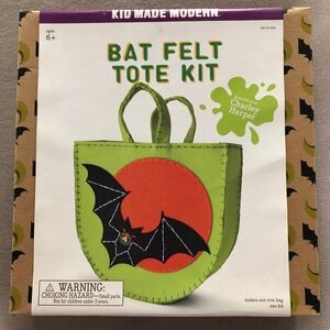 Kid Made Modern Bat Felt Tote Kit Kids Unisex Green Charley Harper Halloween DIY
